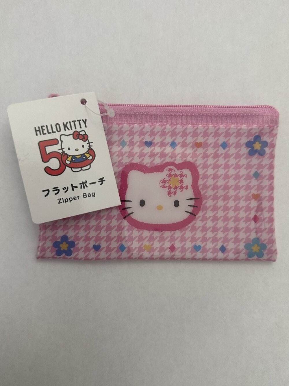 Sanrio Hello Kitty 50th Anniversary Houndstooth Flat Pouch